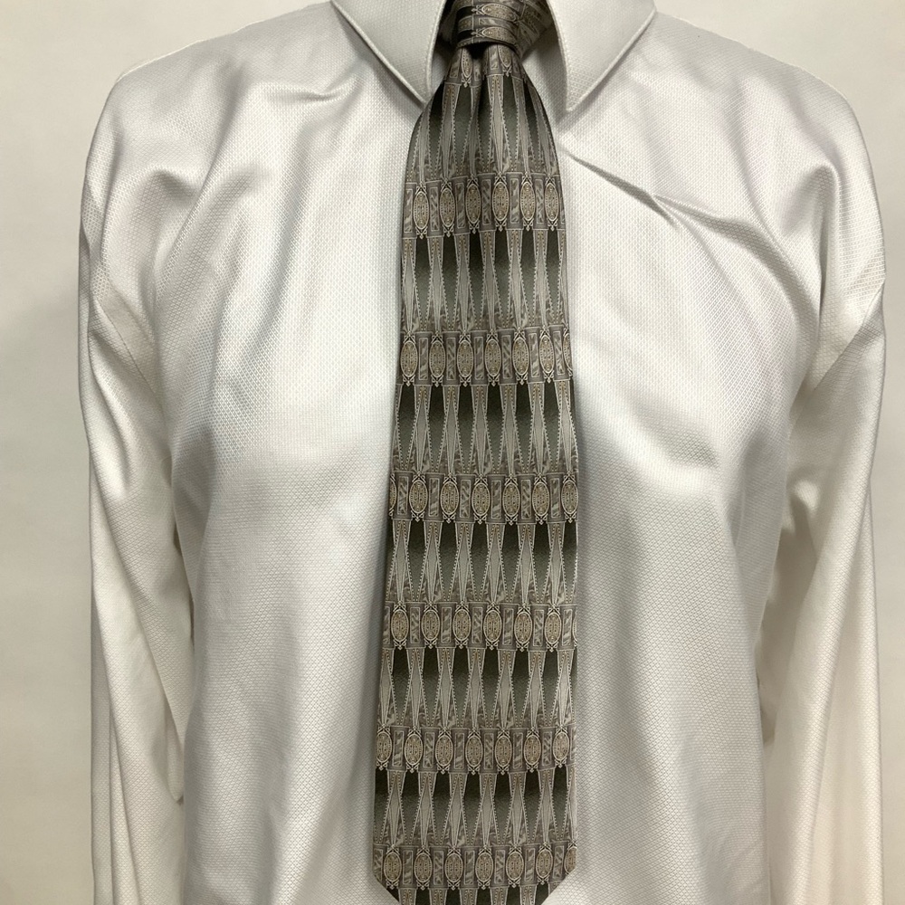 Elegant Olive Gray Patterned Tie